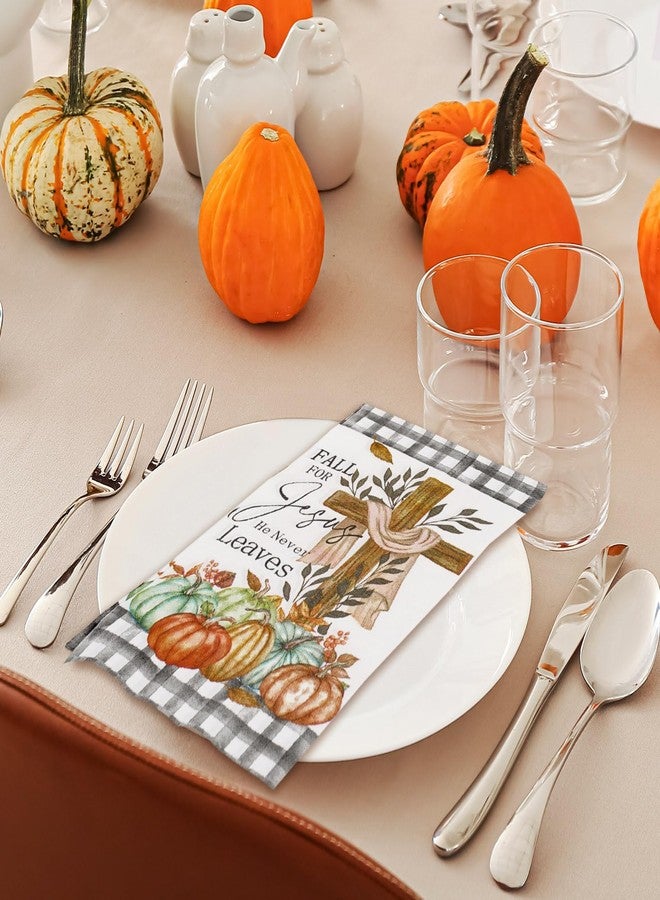 AnyDesign 80 Pack Fall Guest Napkins Autumn Pumpkin Cross Disposable Paper Napkins Buffalo Plaids Dinner Hand Napkin for Thanksgiving Home Kitchen Bathroom Party Supplies, 13 x 15.7 Inch - Image 4